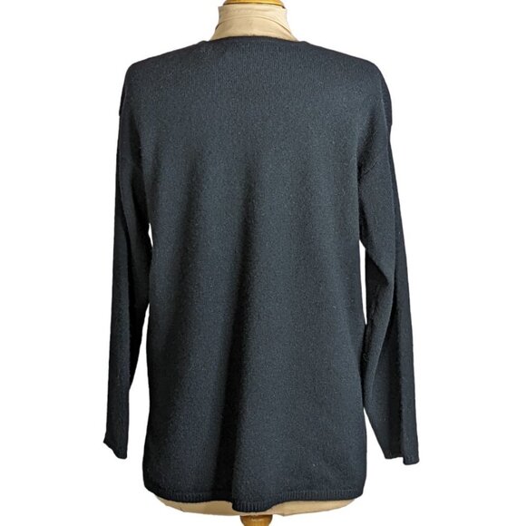 VALERIE STEVENS 100% Two Ply Cashmere V-Neck Long Sleeve Sweater Black Size Med - Picture 6 of 10